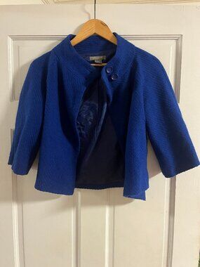 vintage ann taylor royal blue wool poncho top button jacket small